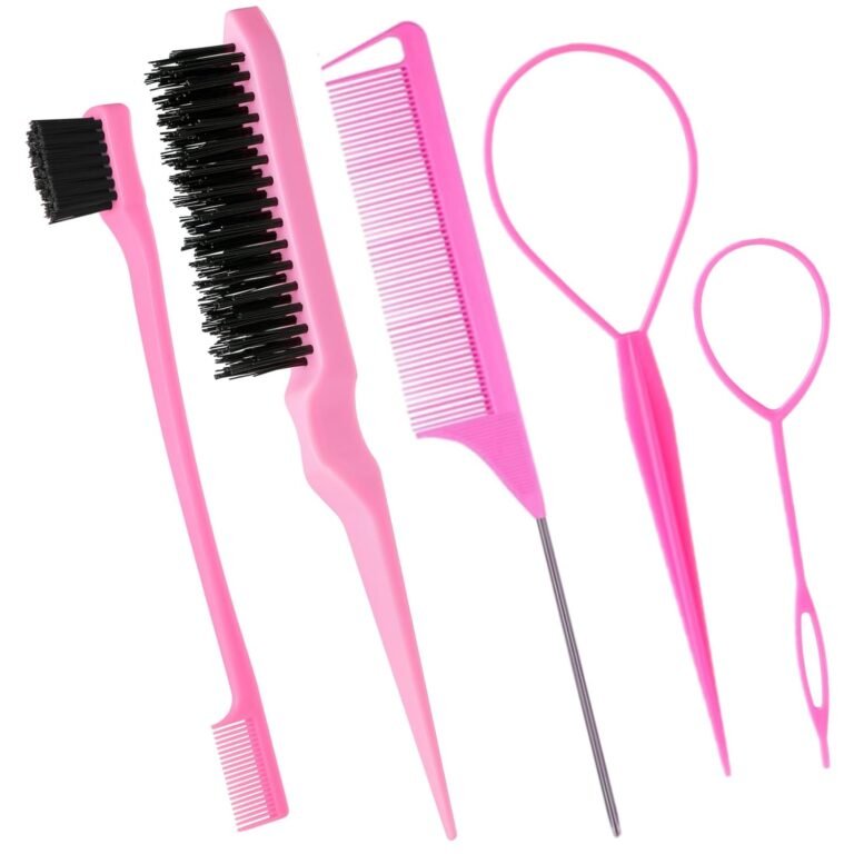 5Pcs Slick Back Brush Set with Topsy Tail Tool, Teasing Bristle, Rat Comb for Women & Girls Hair Styling, Flyaways Control and Edge Combing – Pink 61sc Yqpjxl. Sl1500 .jpg